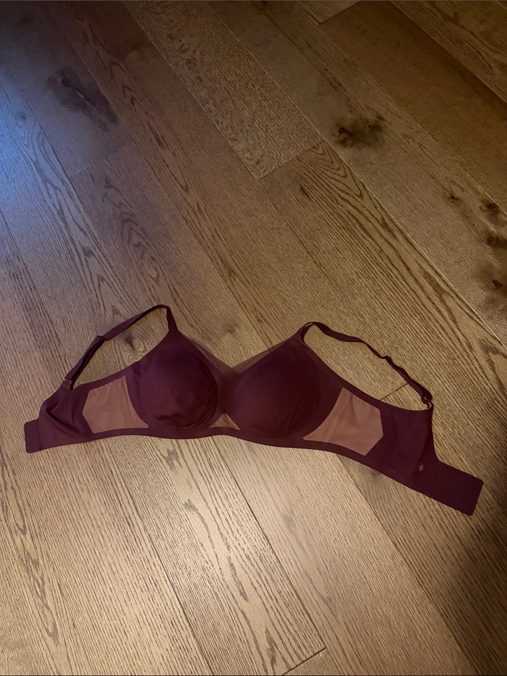 Honeylove Burgundy No Wire Bra with Sheer Panels